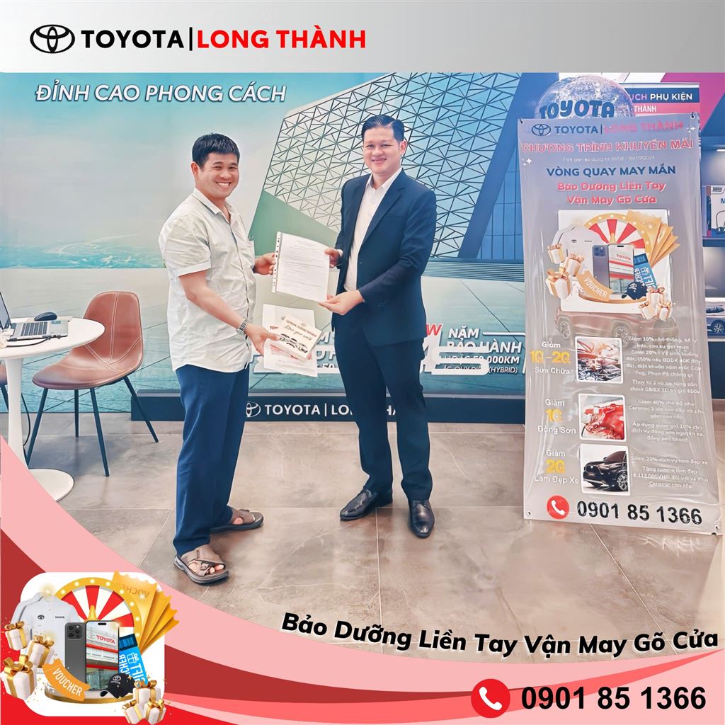 🎉 THÔNG BÁO KẾT QUẢ QUAY SỐ TRÚNG THƯỞNG VÒNG QUAY MAY MẮN TẠI TOYOTA LONG THÀNH  🎉 