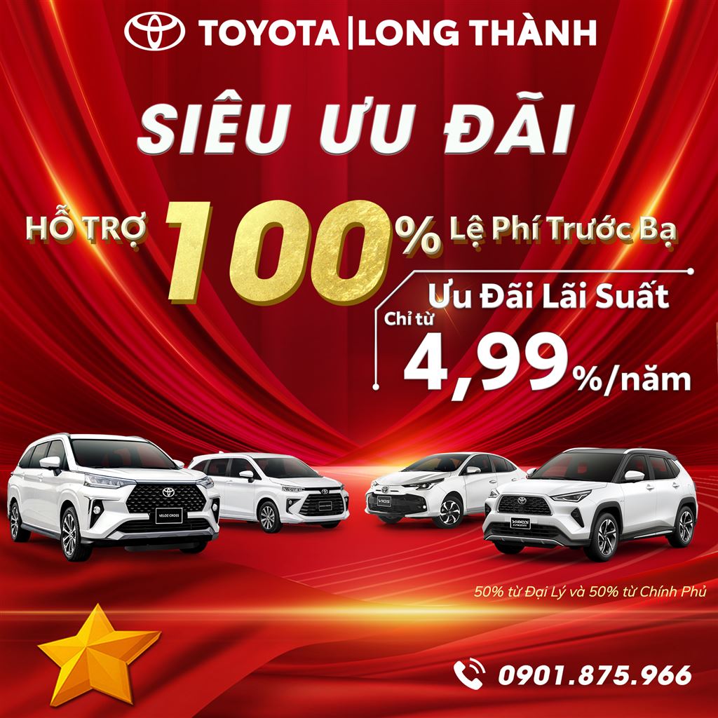 🎉 Toyota Long Thành chào mừng ngày Quốc khánh 2/9 cùng niềm vui bất ngờ từ chính sách giảm thuế trước bạ! 🎉